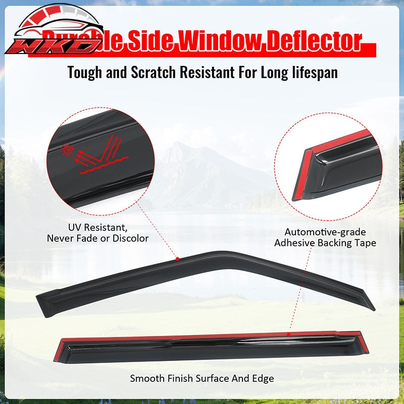 Fits 17-24 Nissan Armada Window Visors 4PCS Smoke Acrylic Rain Sun Deflectors
