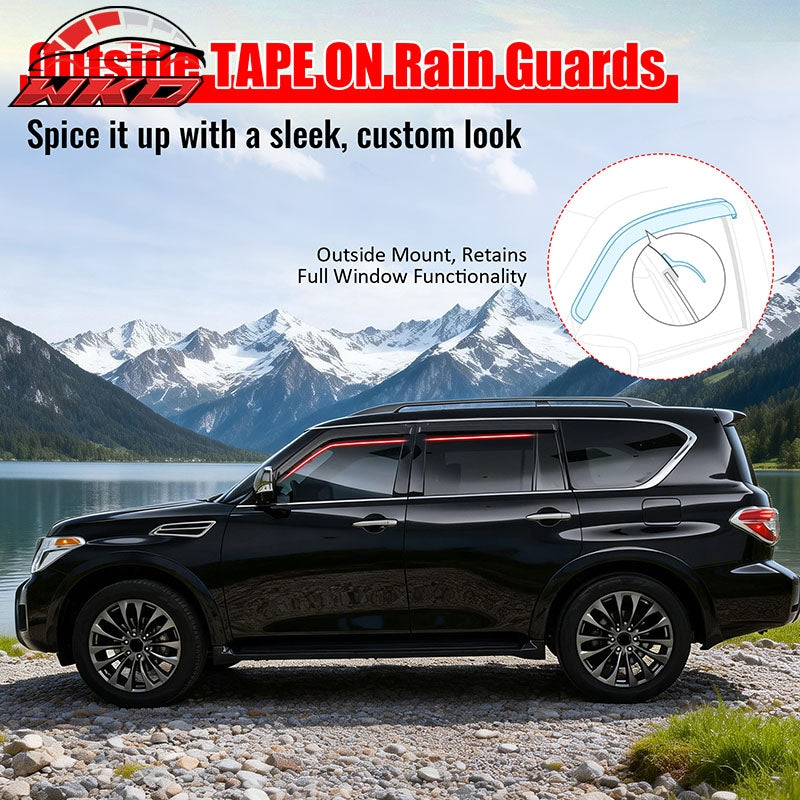 Fits 17-24 Nissan Armada Window Visors 4PCS Smoke Acrylic Rain Sun Deflectors