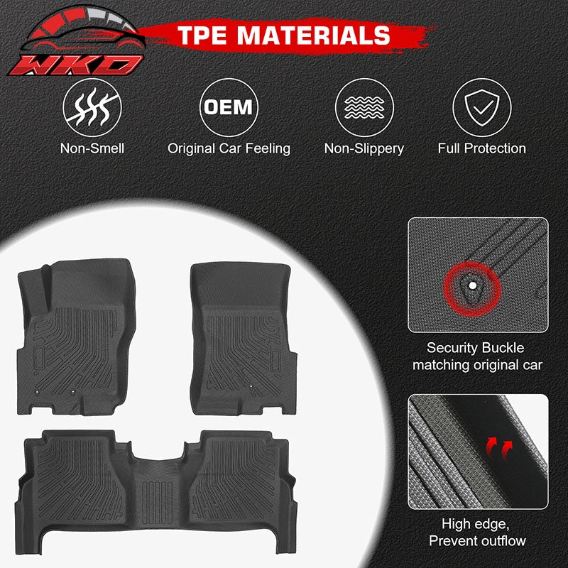 Fits 08-21 Nissan Frontier Crew Cab Anti-Slip Floor Mats All Weather TPE Carpets