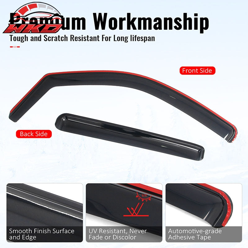 Fits 22-26 Nissan Frontier Crew Cab In-Channel Window Visors Guards Deflectors
