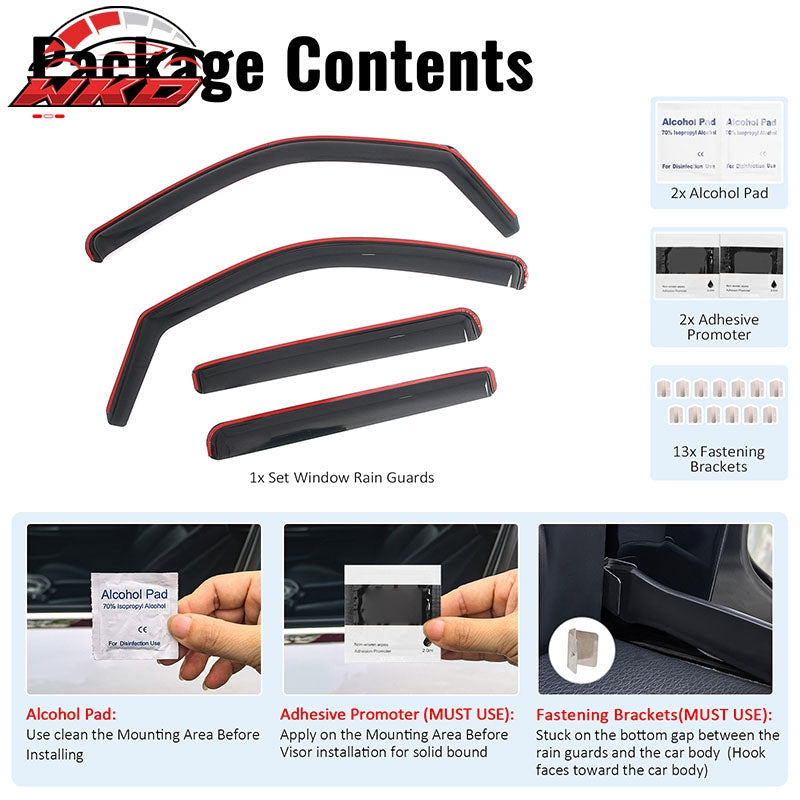 Fits 22-26 Nissan Frontier Crew Cab In-Channel Window Visors Guards Deflectors