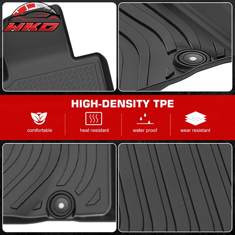Fits 22-26 Nissan Frontier Crew Cab TPE Floor Mats Liners + 5Ft Truck Bed Mat
