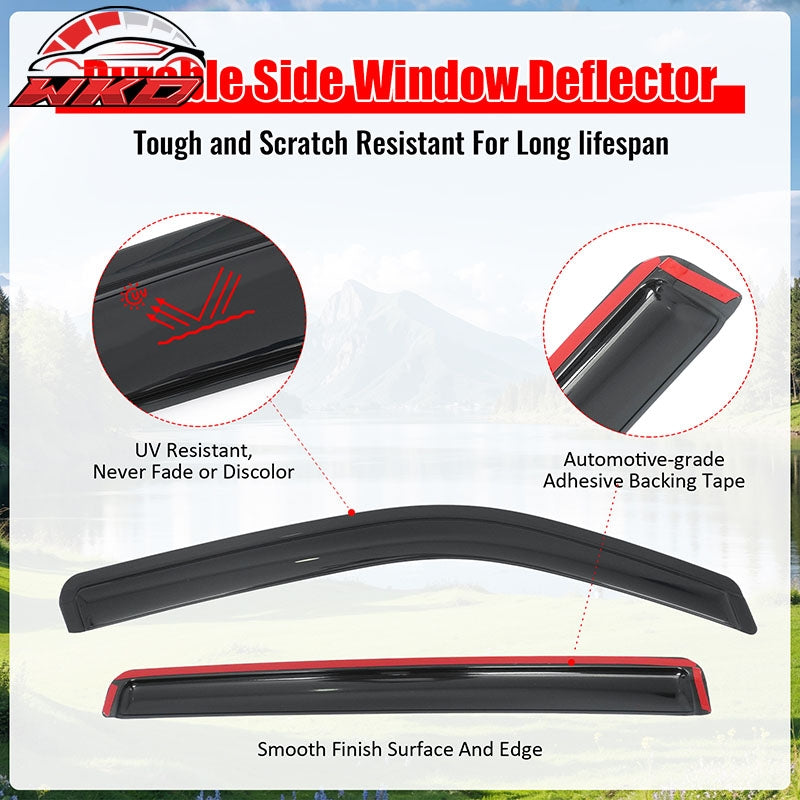 Fits 22-26 Nissan Frontier Crew Cab Window Visors Smoke Acrylic Rain Shade 4PCS
