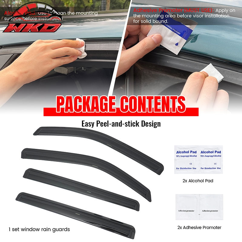 Fits 22-26 Nissan Frontier Crew Cab Window Visors Smoke Acrylic Rain Shade 4PCS