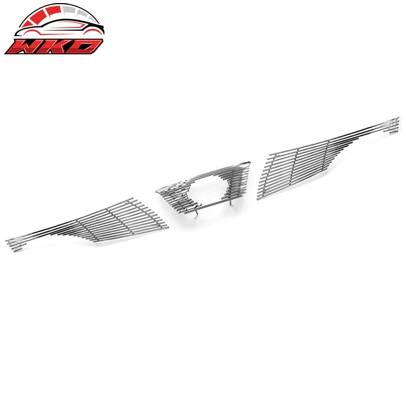 Fits 11-14 Nissan Juke Billet Style Front Bumper Upper Grille Insert Chrome 3PCS