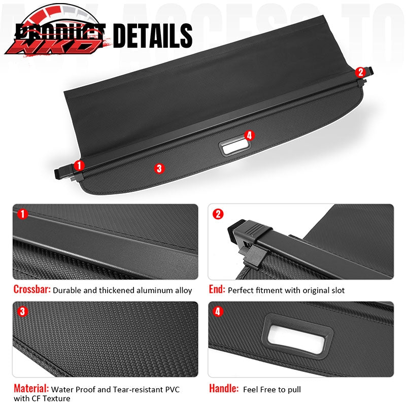 Fits 25-26 Nissan Murano Retractable Rear Trunk Cargo Cover Carbon Fiber Texture