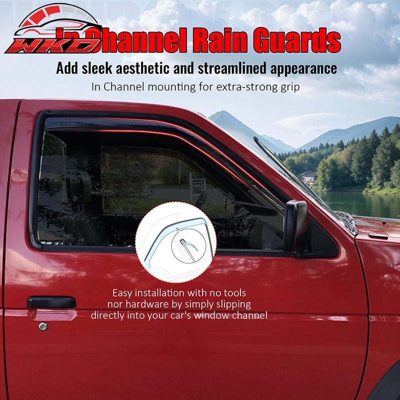 Fits 87-90 Nissan Pathfinder& 87-97 Pickup Regular Cab In-Channel Window Visors