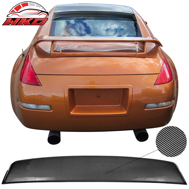 Fits 03-08 Nissan 350Z Coupe Rear Roof Window Spoiler Wing PP Carbon Fiber Print