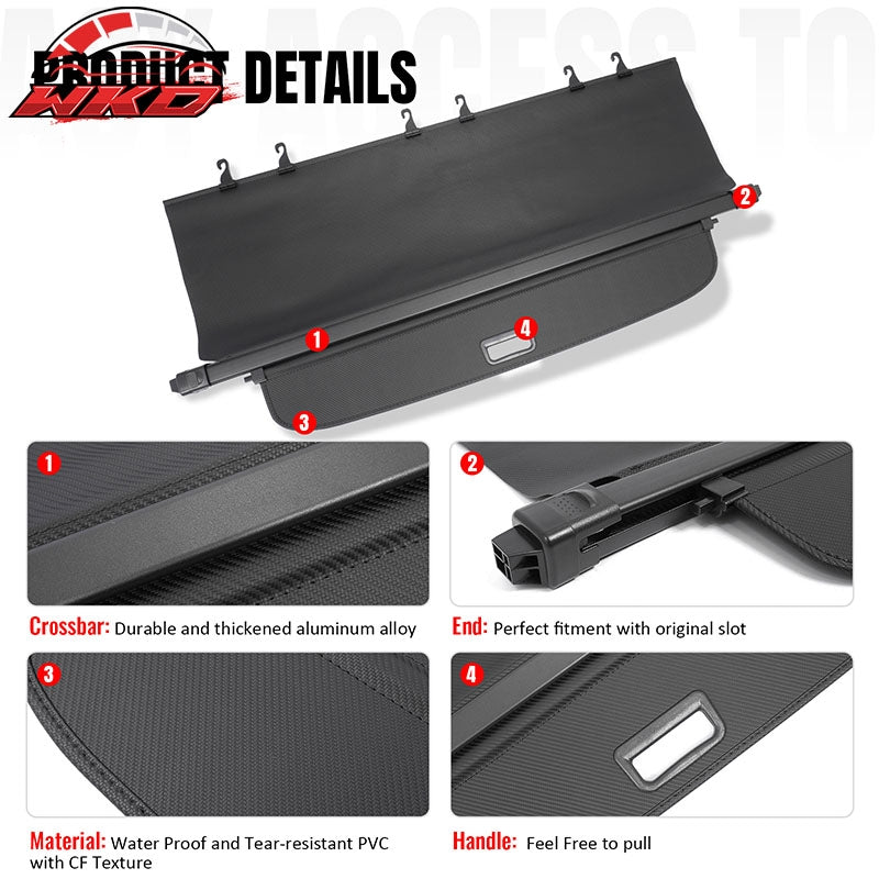 Fits 08-15 Nissan Rogue & Select Retractable Cargo Cover Carbon Fiber Texture