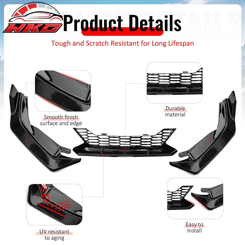 Wholesale For 20-23 Nissan Sentra B18 Skyline Front Bumper Lip Chin Spoiler Gloss Black PP - Wikond Auto