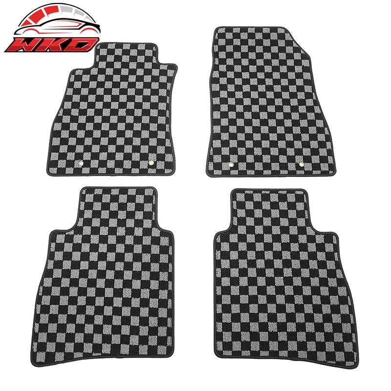 Wholesale 13-19 Nissan Sentra Floor Mats Non-Slip Carpet Checkered Black Gray Plaid