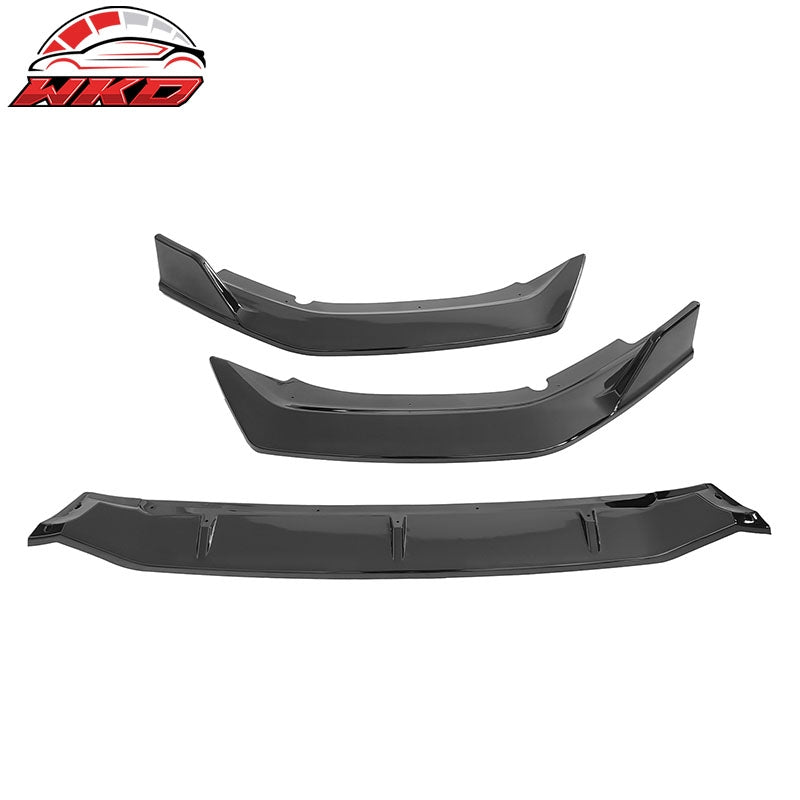 Fits 20-23 Nissan Sentra Sedan IKON 3PCS Front Bumper Lip Spoiler PP Gloss Black