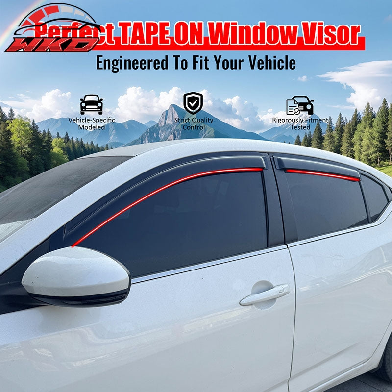Fits 20-25 Nissan Sentra 4PCS Window Visors Smoke Acrylic Side Rain Deflectors