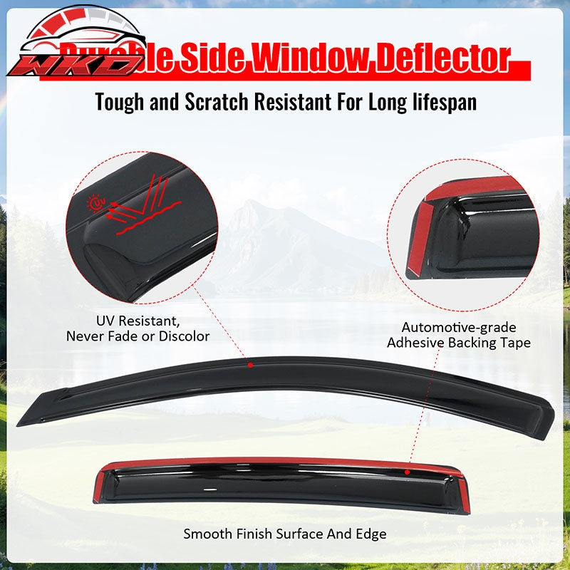 Fits 20-25 Nissan Sentra 4PCS Window Visors Smoke Acrylic Side Rain Deflectors