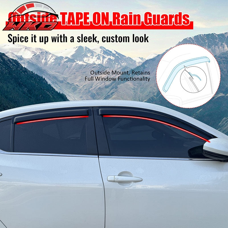 Fits 20-25 Nissan Sentra 4PCS Window Visors Smoke Acrylic Side Rain Deflectors