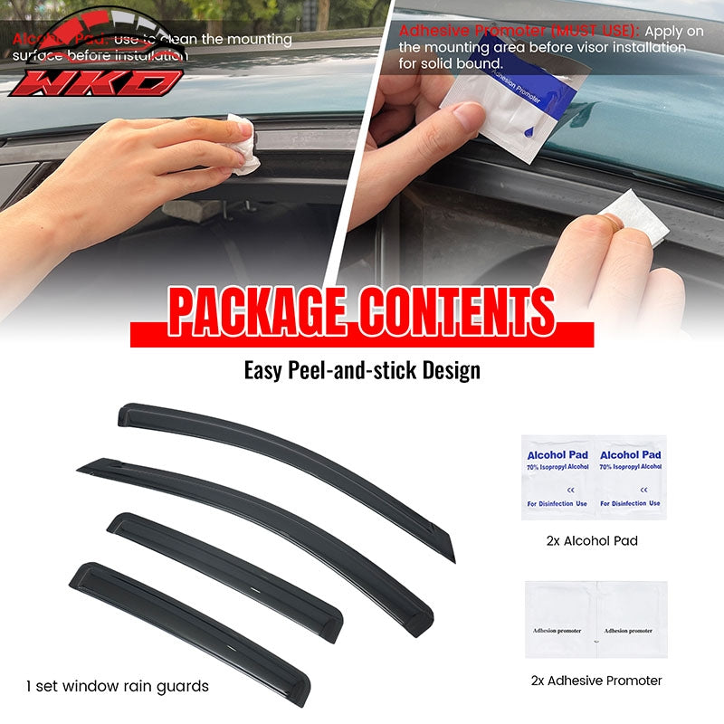 Fits 20-25 Nissan Sentra 4PCS Window Visors Smoke Acrylic Side Rain Deflectors