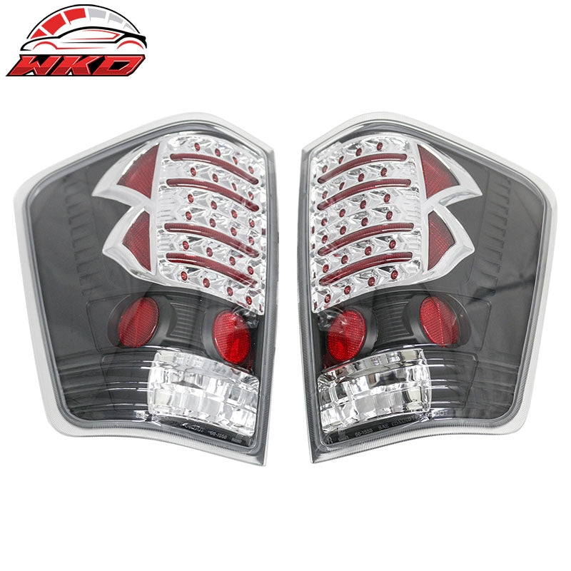 Fits 04-15 Nissan Titan Left Right Tail Lights Rear Brake Lamps Black Chrome
