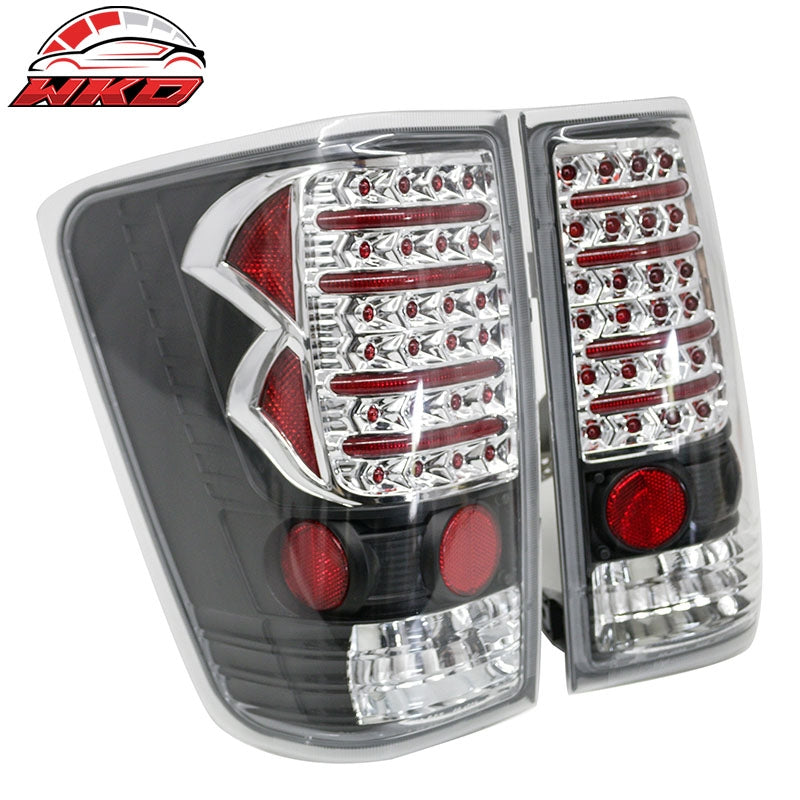 Fits 04-15 Nissan Titan Left Right Tail Lights Rear Brake Lamps Black Chrome