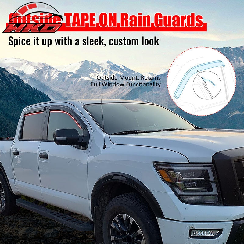 Fits 17-24 Nissan Titan& 16-24 Titan XD Crew Cab Window Visors Deflectors 4PCS