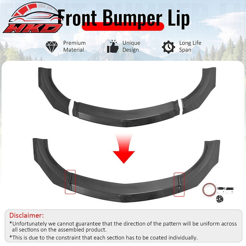 Fits 23-26 Nissan Z IKON Style Front Bumper Lip Chin Spoiler Carbon Fiber Print