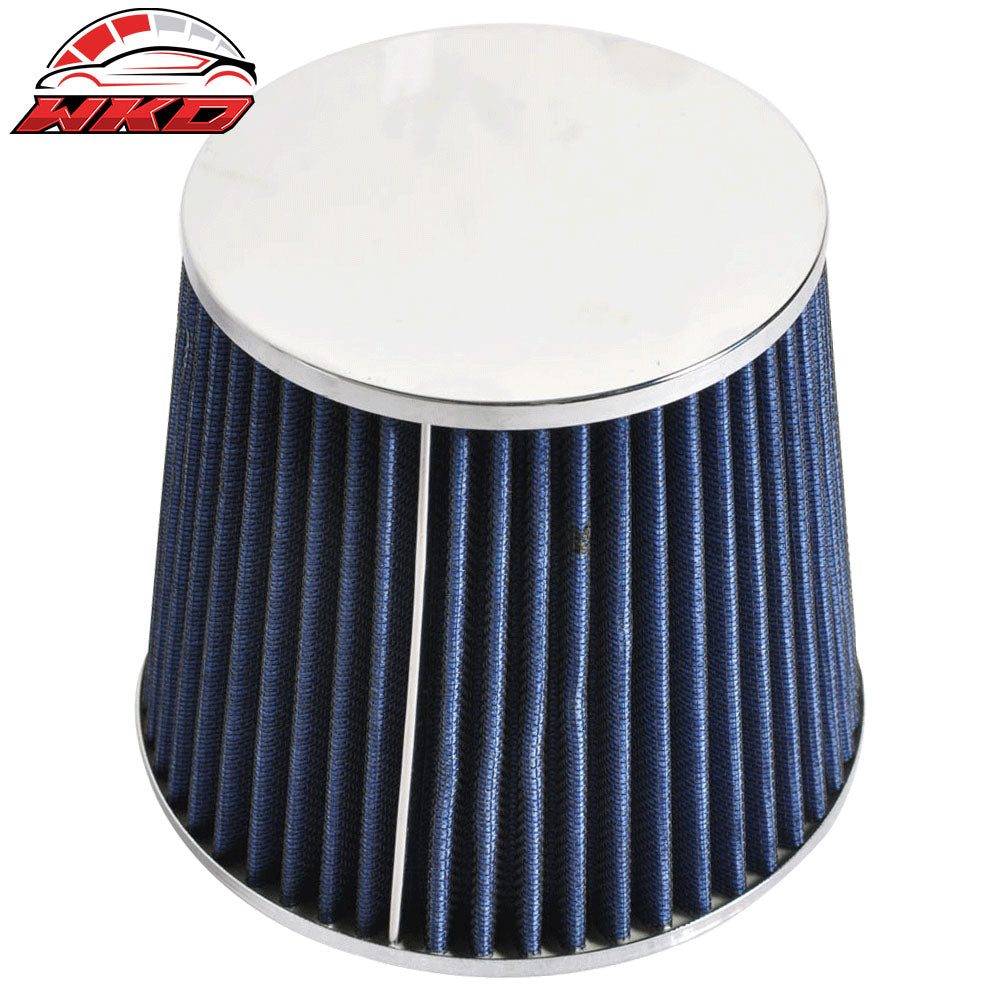 Blue 3" Inch 76MM Inlet Race Performance Cold Air Intake Cone Filter Replacement
