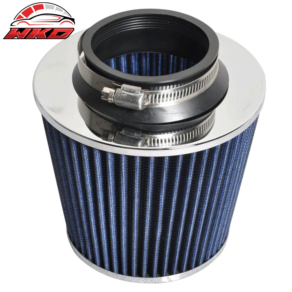 Blue 3" Inch 76MM Inlet Race Performance Cold Air Intake Cone Filter Replacement