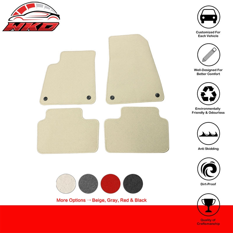 Fits 21-24 Polestar 2 4PCS Car Front Rear Floor Mats Liner Carpets Nylon Beige