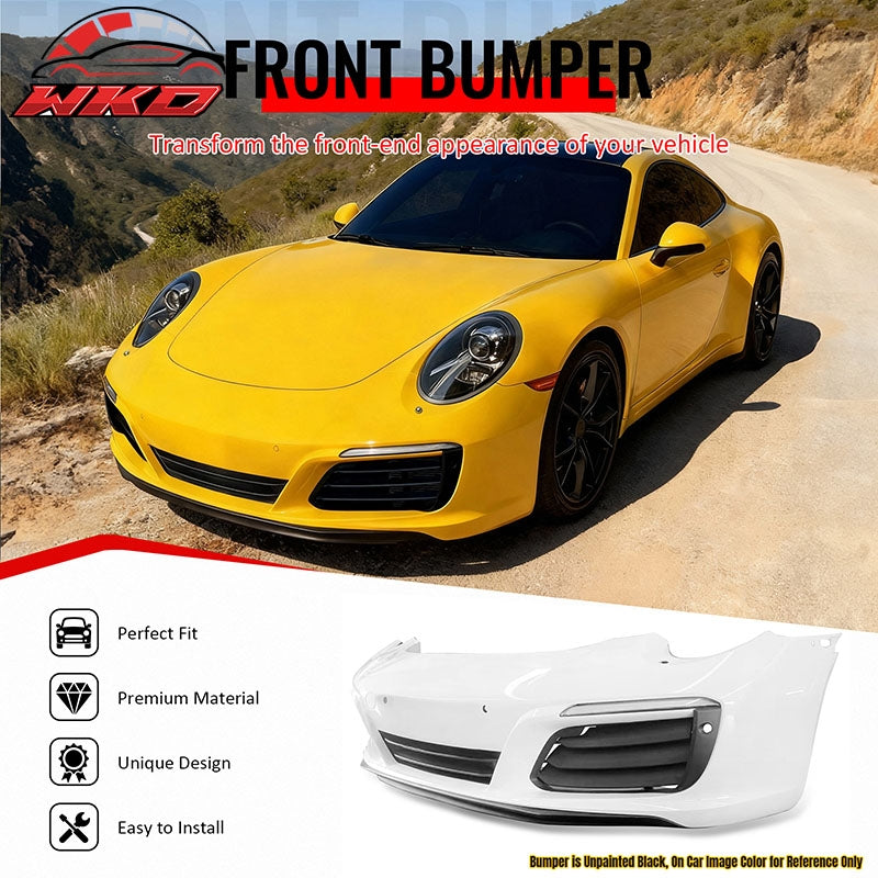 Fits 12-19 Porsche 911 OE Style Front Bumper Cover w/ DRL Upgrade 991.1 to 991.2