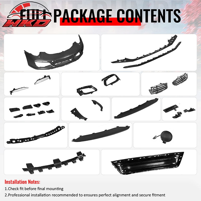 Fits 12-19 Porsche 911 OE Style Front Bumper Cover w/ DRL Upgrade 991.1 to 991.2