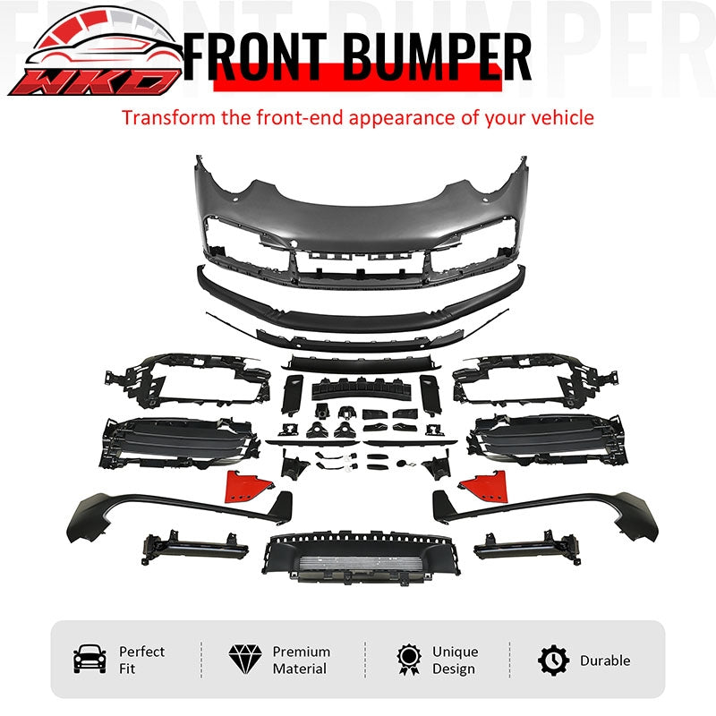 For 12-19 Porsche 911 Turbo SD Style Front Bumper Cover + DRL Upgrade 991 to 992