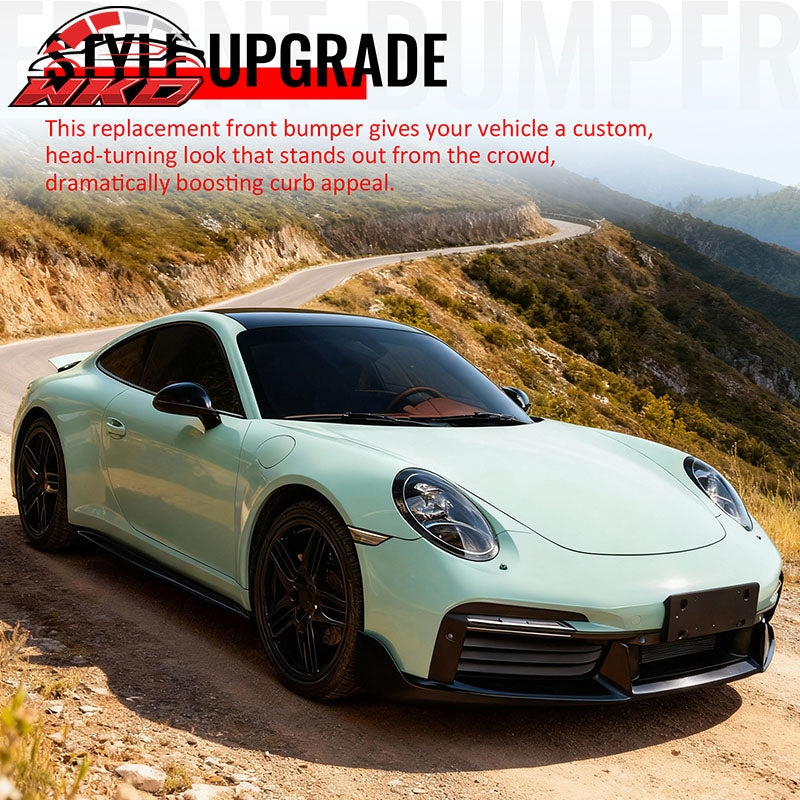 For 12-19 Porsche 911 Turbo SD Style Front Bumper Cover + DRL Upgrade 991 to 992