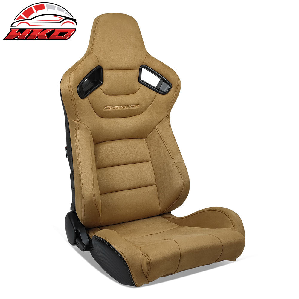 Universal Reclinable Racing Seat Dual Slider Right Brown Suede | Wholesale