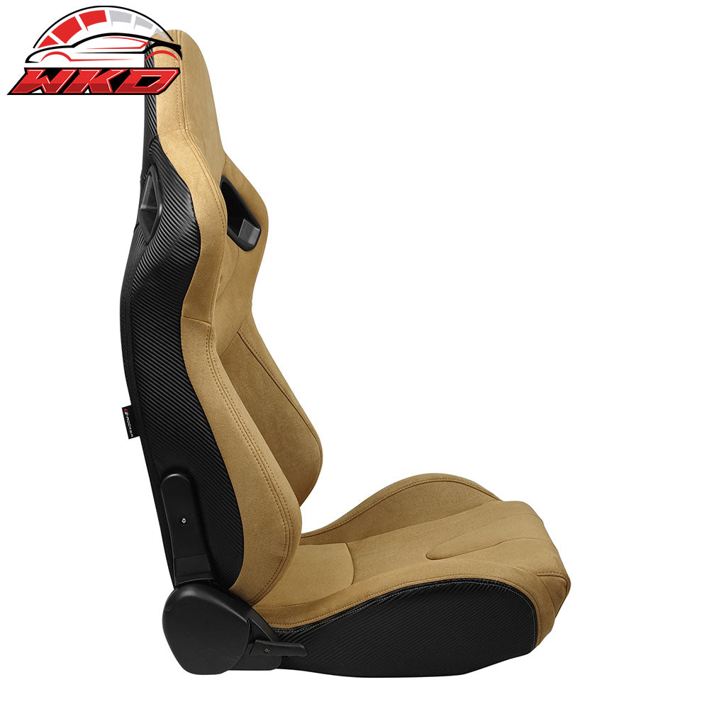 Universal Reclinable Racing Seat Dual Slider Right Brown Suede