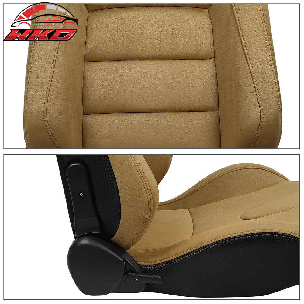 Universal Reclinable Racing Seat Dual Slider Right Brown Suede