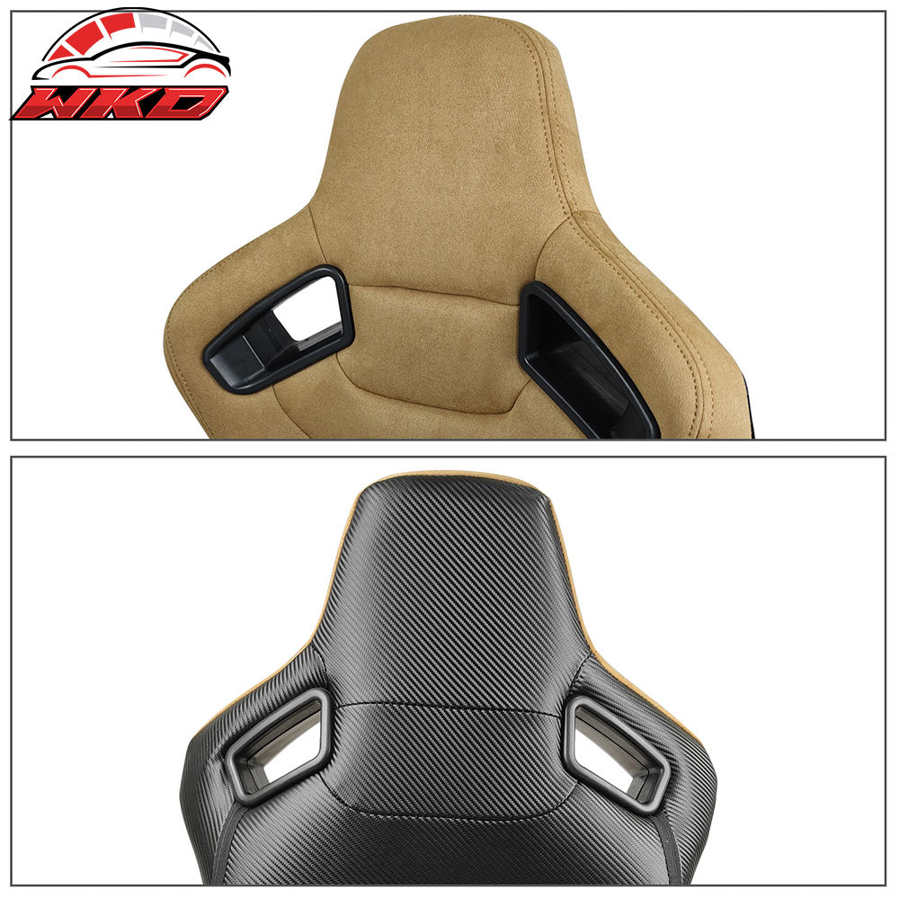 Universal Reclinable Racing Seat Dual Slider Right Brown Suede