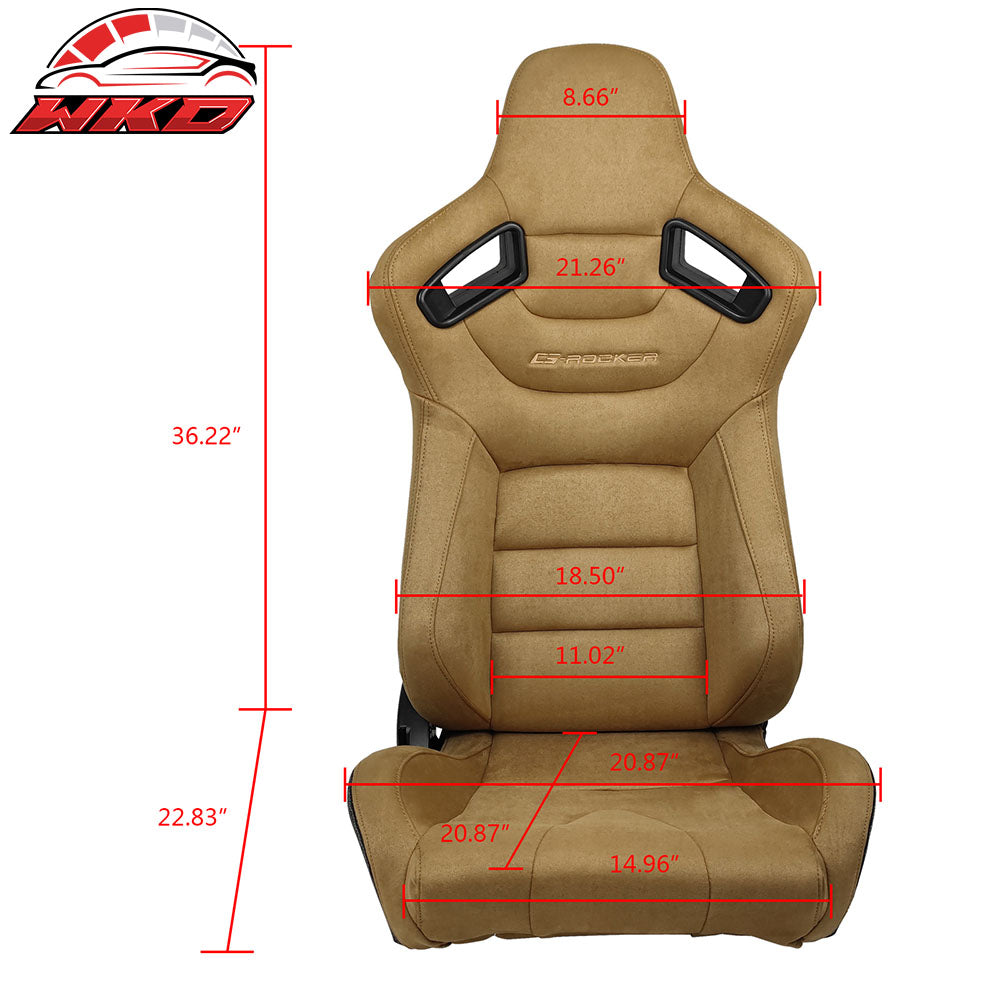 Universal Reclinable Racing Seat Dual Slider Right Brown Suede