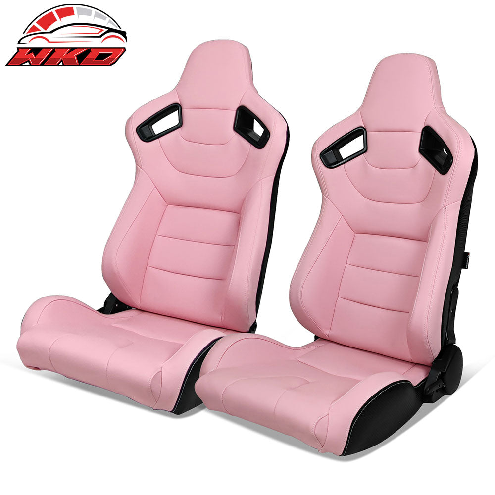 Universal Pair Reclinable Racing Seat Dual Slider Pink Pu&Carbon Leather Back | Wholesale