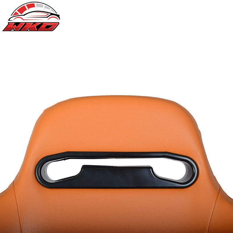 Orange PVC Leather With Black Suede Cockpit Racing Seat Gaming Chair & Bracket