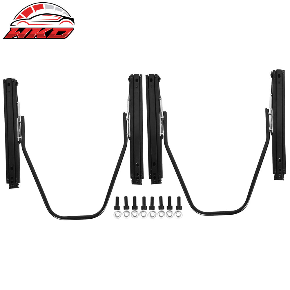 Universal Pair Reclinable Racing Seat Dual Slider Black PU WH Stripe