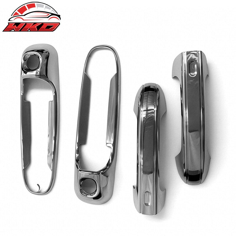 Fits 02-08 Ram 1500/2500/3500 4PCS Chrome ABS Door Handle Covers w/ 2 Keyhole