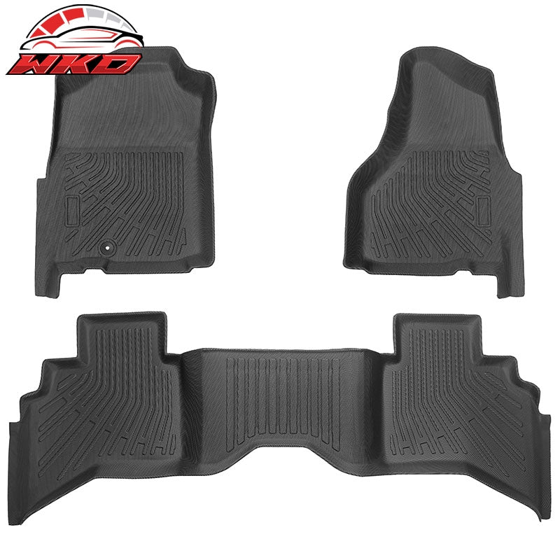 For 02-09 Ram 1500 2500 3500 Quad Cab 3D TPE Floor Mats Carpets + Window Visors