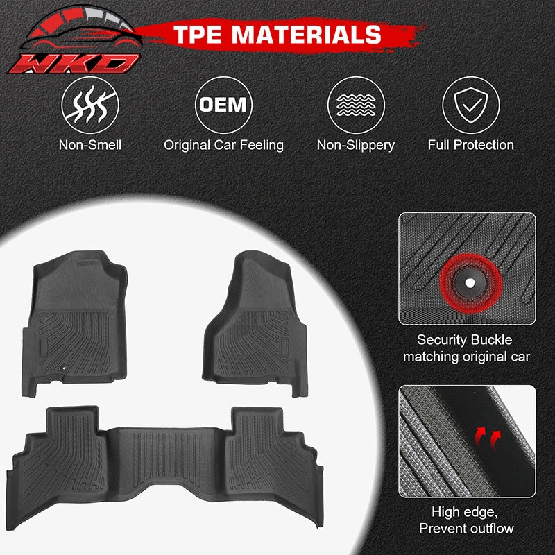 For 02-09 Ram 1500 2500 3500 Quad Cab 3D TPE Floor Mats Carpets + Window Visors