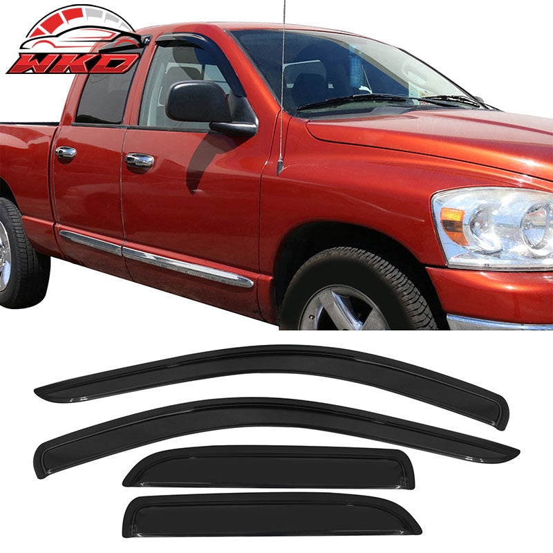 For 02-09 Ram 1500 2500 3500 Quad Cab 3D TPE Floor Mats Carpets + Window Visors