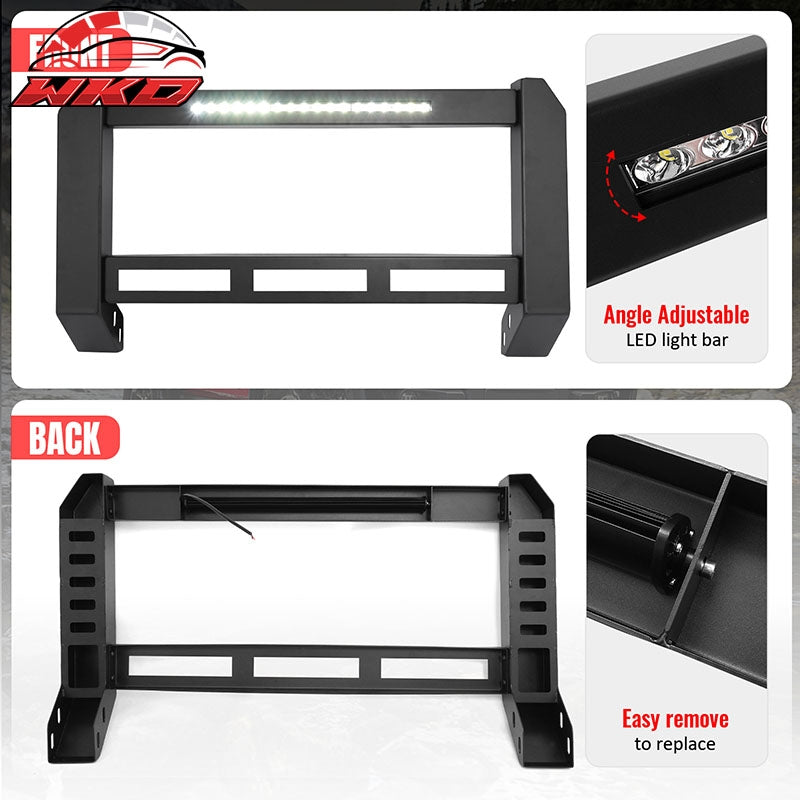 Fits 19-24 Ram 1500 Bull Bar Front Brush Push Bumper Grille Guard W/LED Light