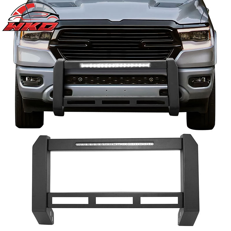 Fits 19-24 Ram 1500 Bull Bar Front Brush Push Bumper Grille Guard W/LED Light