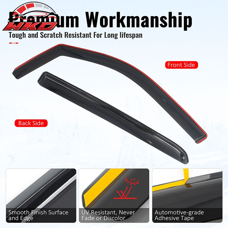 Fits 19-26 Ram 1500 Crew Cab In-Channel Window Visors Sun Rain Guards Deflectors