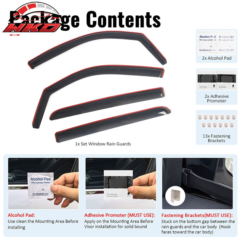 Fits 19-26 Ram 1500 Crew Cab In-Channel Window Visors Sun Rain Guards Deflectors