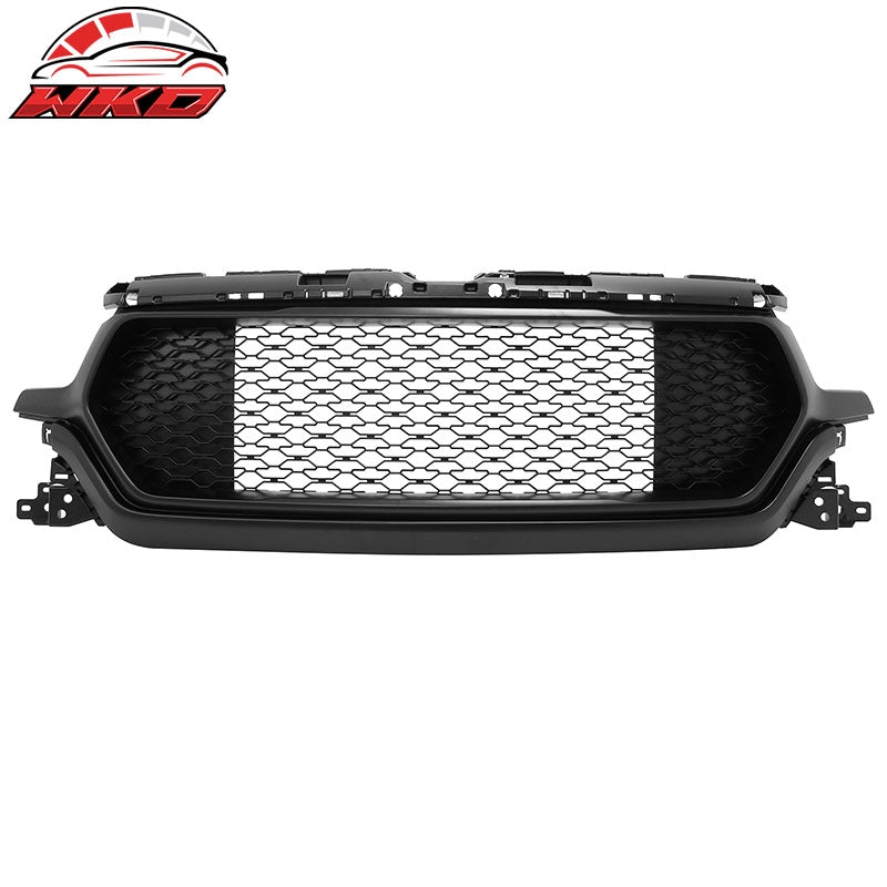 Fits 19-24 Ram 1500 Longhorn Honeycomb Front Bumper Hood Grille Matte Black ABS