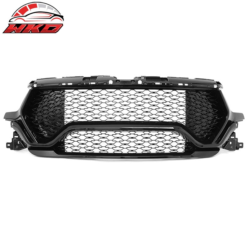 Fits 19-24 Ram 1500 Longhorn TRX Style Front Bumper Hood Grille Gloss Black ABS