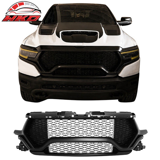 Wholesale 19-24 Ram 1500 Longhorn TRX Style Front Bumper Hood Grille Matte Black ABS - Wikond Auto